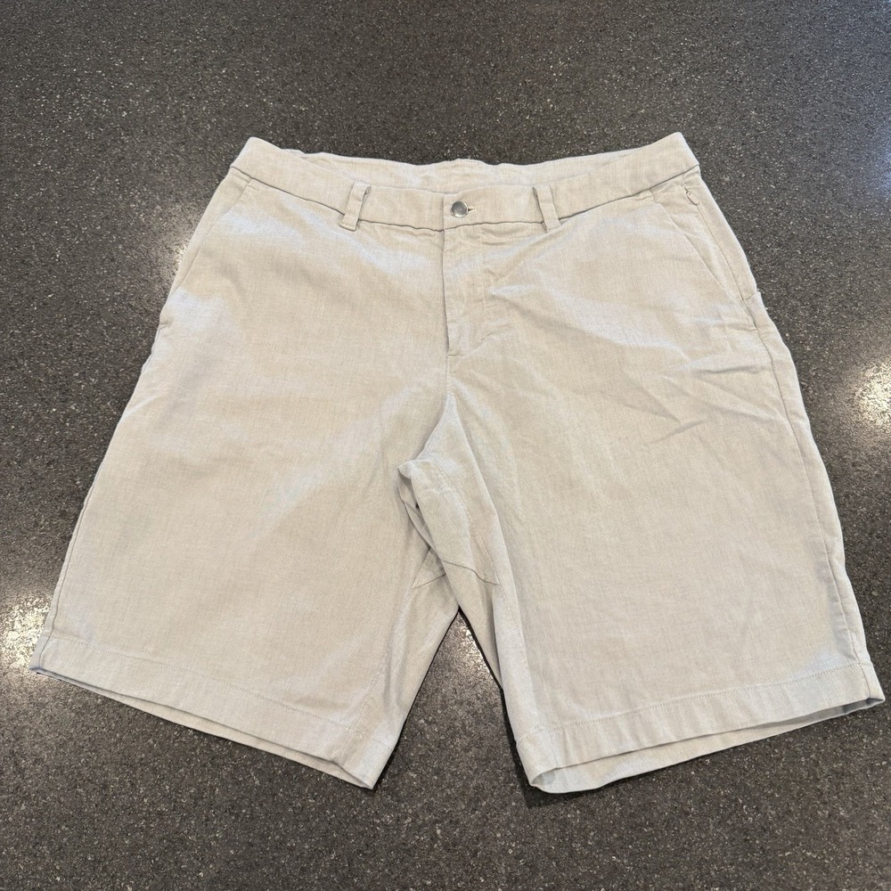 Lululemon Commission Shorts Quick Oxford Mens 36 Light Gray 11 Inch Inseam